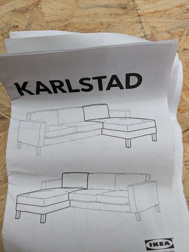 Ikea 2 zitsbank en chaise longue Karlstad., Ophalen, Gebruikt, Driepersoons, Stof