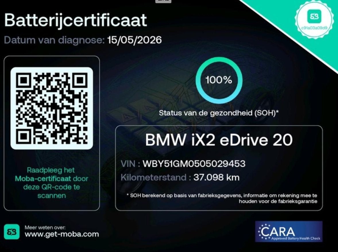 BMW IX2 EDrive20 67 kWh 100% SOH M-Sport Vol uitgevoerd, Auto's, BMW, Leder en Stof, Zwart, Origineel Nederlands, 204 pk