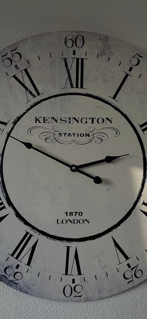 Wandklok Kensington Station London 1870 - 60cm, Ophalen, Gebruikt, Analoog, Wandklok