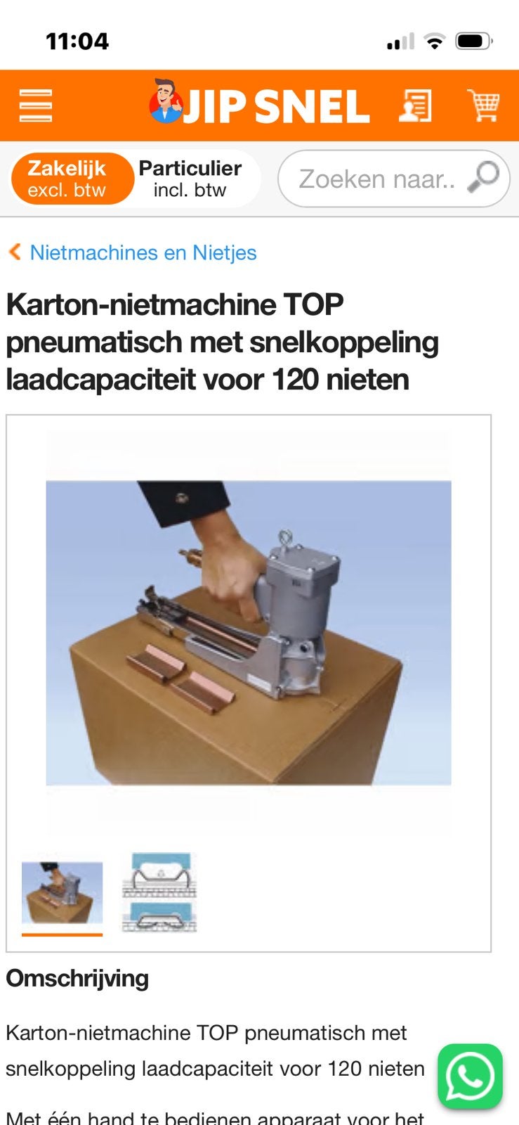 Karton nietmachine pneumatisch met doos nieten werkt prima, Ophalen of Verzenden, Gebruikt, Overige typen