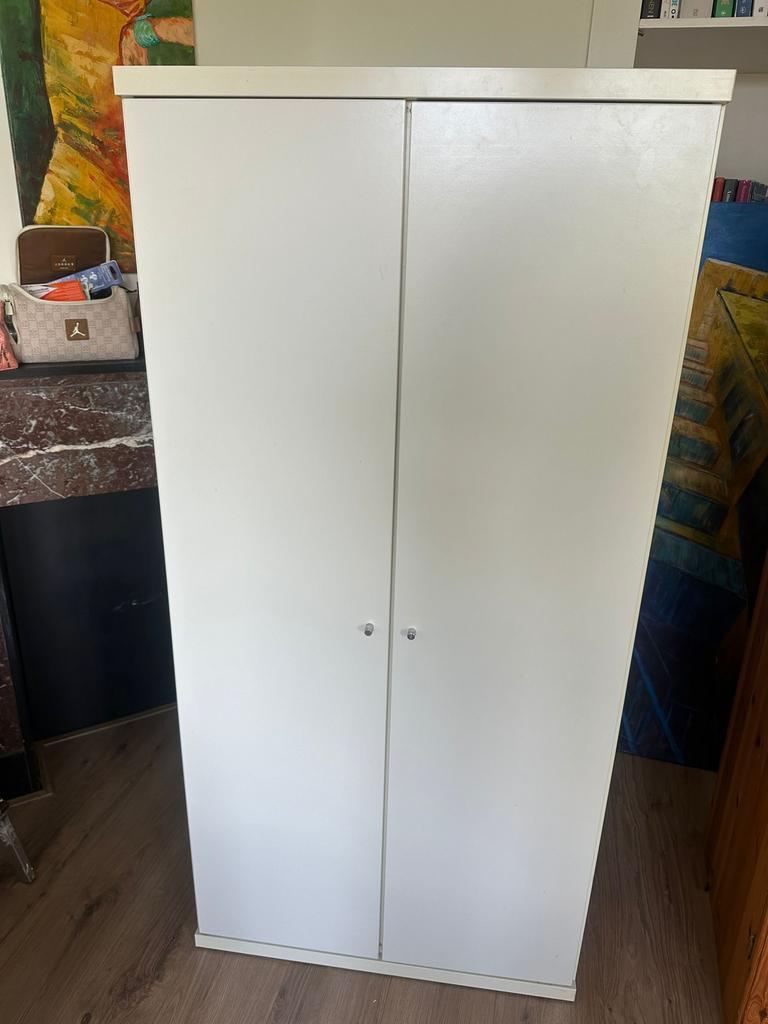 Witte kledingkast, Huis en Inrichting, Kasten | Kledingkasten, Ophalen, Zo goed als nieuw, 50 tot 75 cm, 150 tot 200 cm