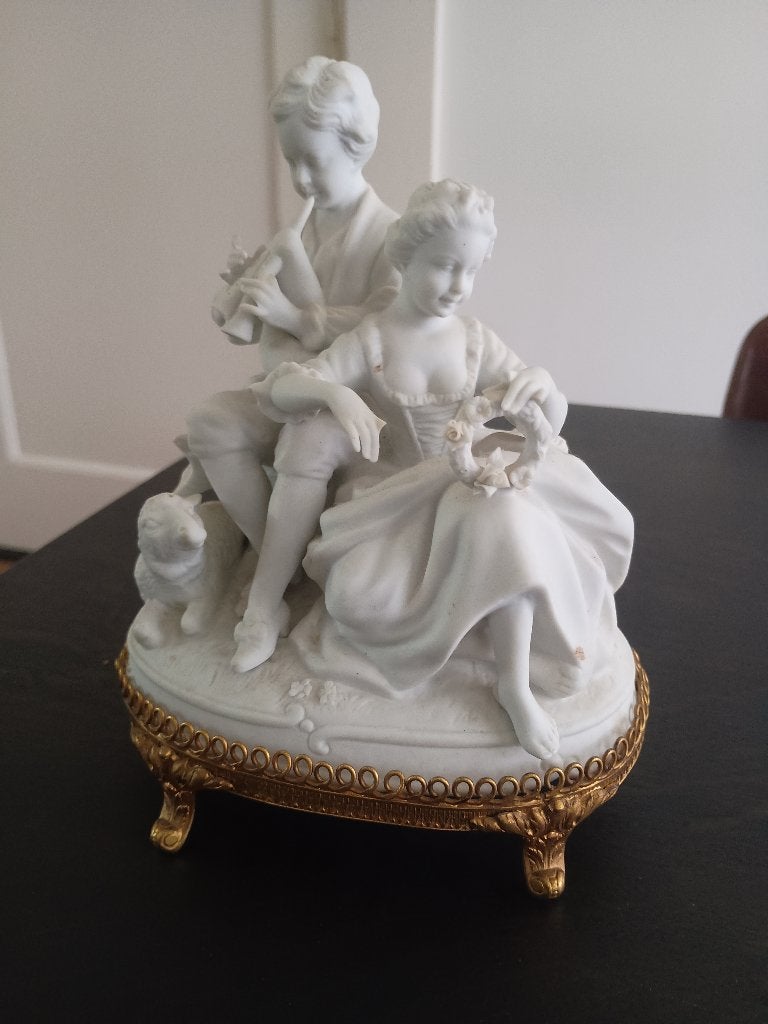 Unterweissbach porselein biscuit antiek beeldje, Antiek en Kunst, Ophalen of Verzenden