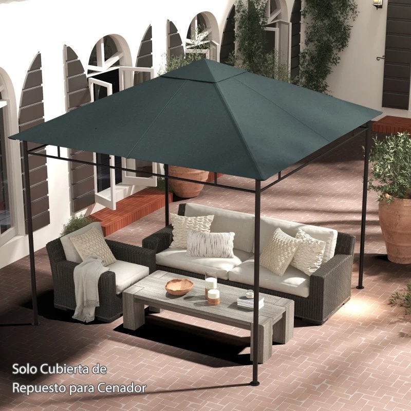 Outsunny Partytentdak 3x3m - Donkergrijs Polyester, Ophalen, Partytent, Minder dan 4 meter, Nieuw
