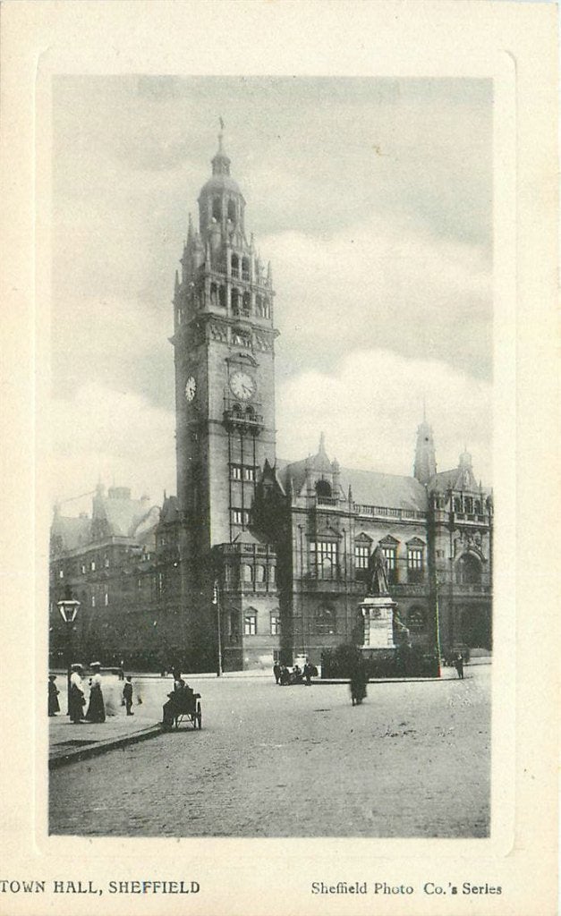 379-074-013 Sheffield Town Hall, Verzamelen, Ansichtkaarten | Buitenland, Engeland, Voor 1920, Verzenden