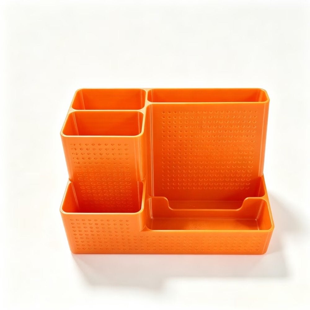 Retro oranje pennenbakje kunststof, Ophalen of Verzenden, Zo goed als nieuw