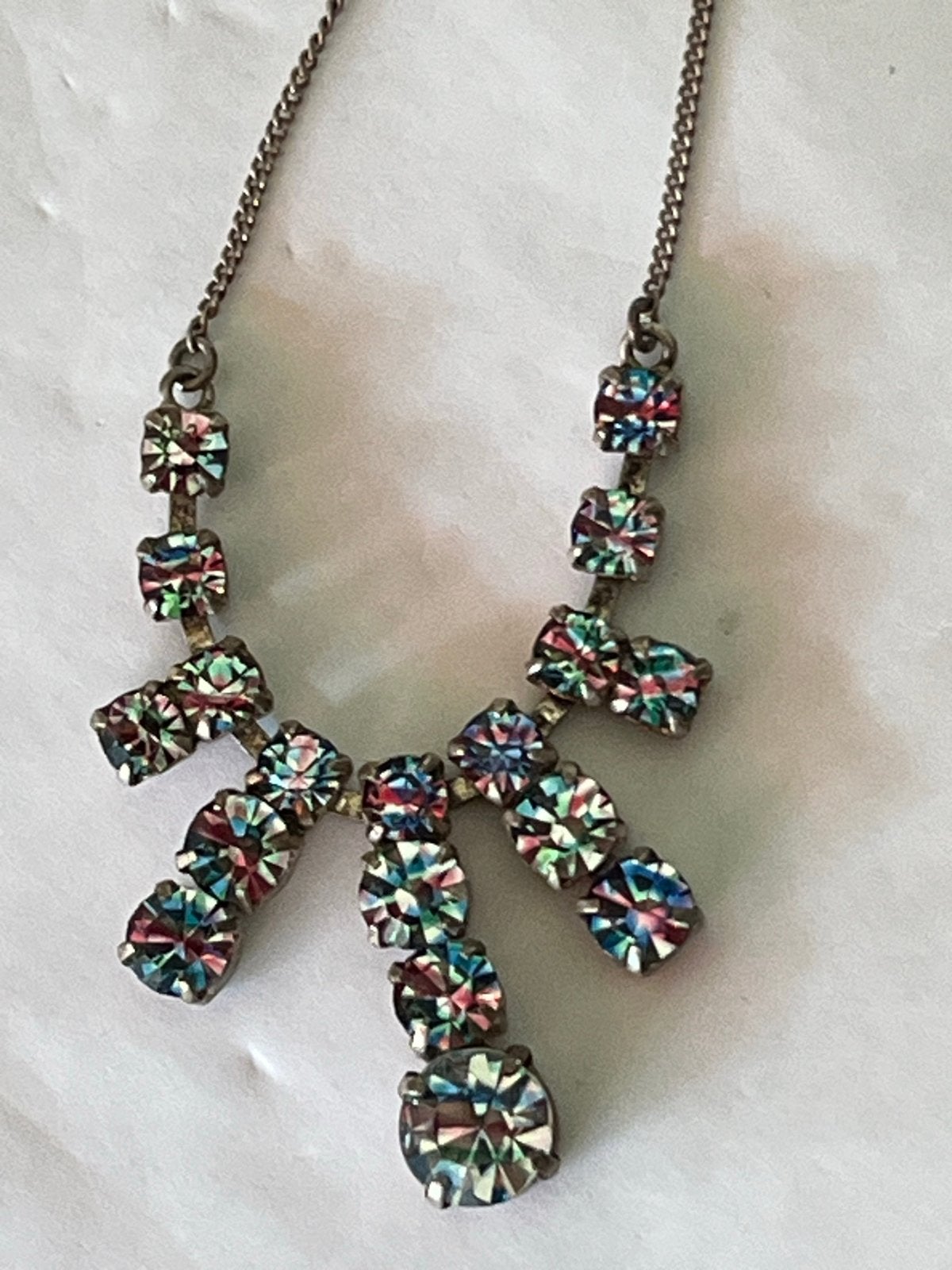Zilveren collier met Aurelia Borealis kristallen, 43 cm, Met kristal, Overige kleuren, Verzenden, Zo goed als nieuw