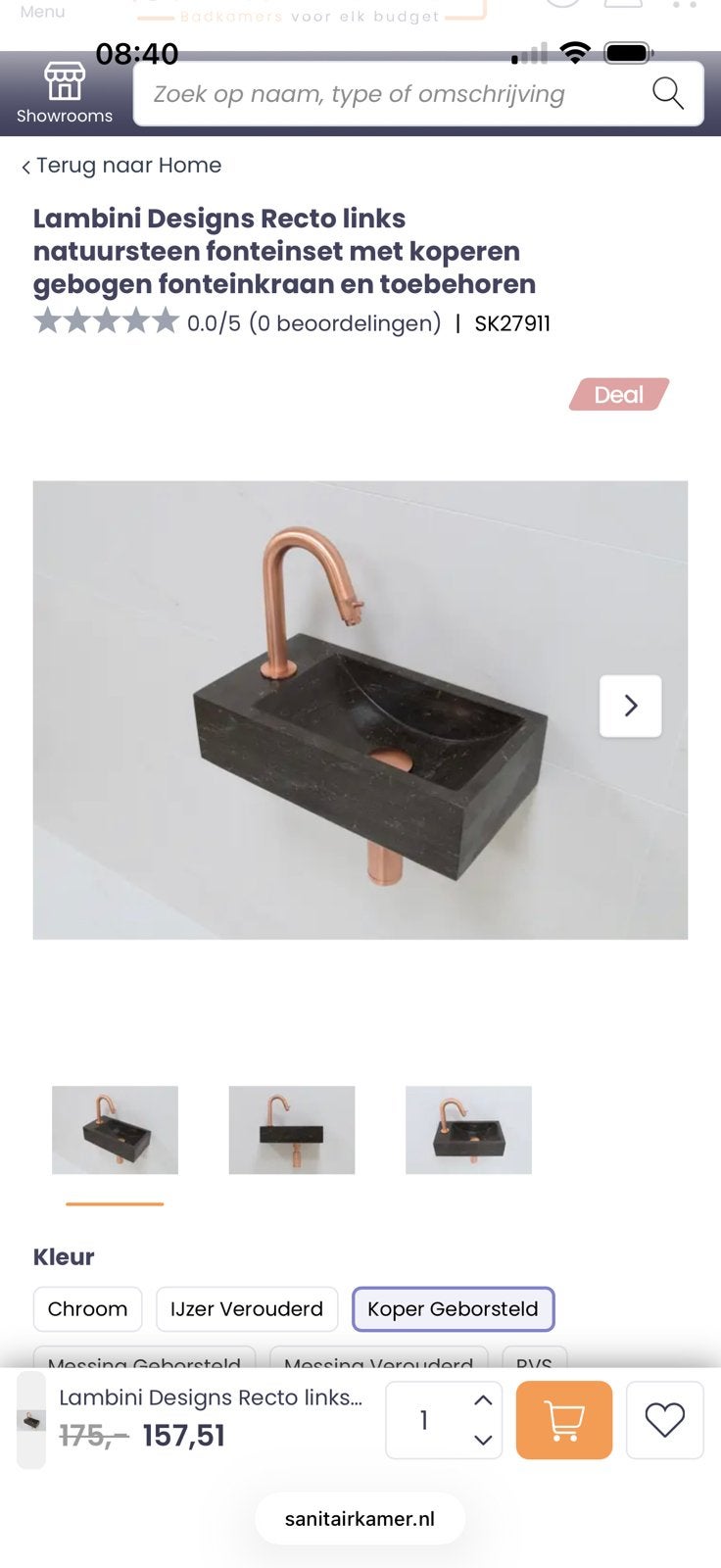 Nieuwe Lambini natuursteen fonteinset met koperen kraan, Ophalen, Nieuw, Toilet
