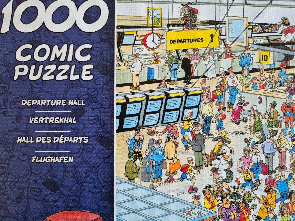 Puzzel Jan van Haasteren 1000 De vertrekhal, Ophalen of Verzenden, 500 t/m 1500 stukjes, Zo goed als nieuw, Legpuzzel