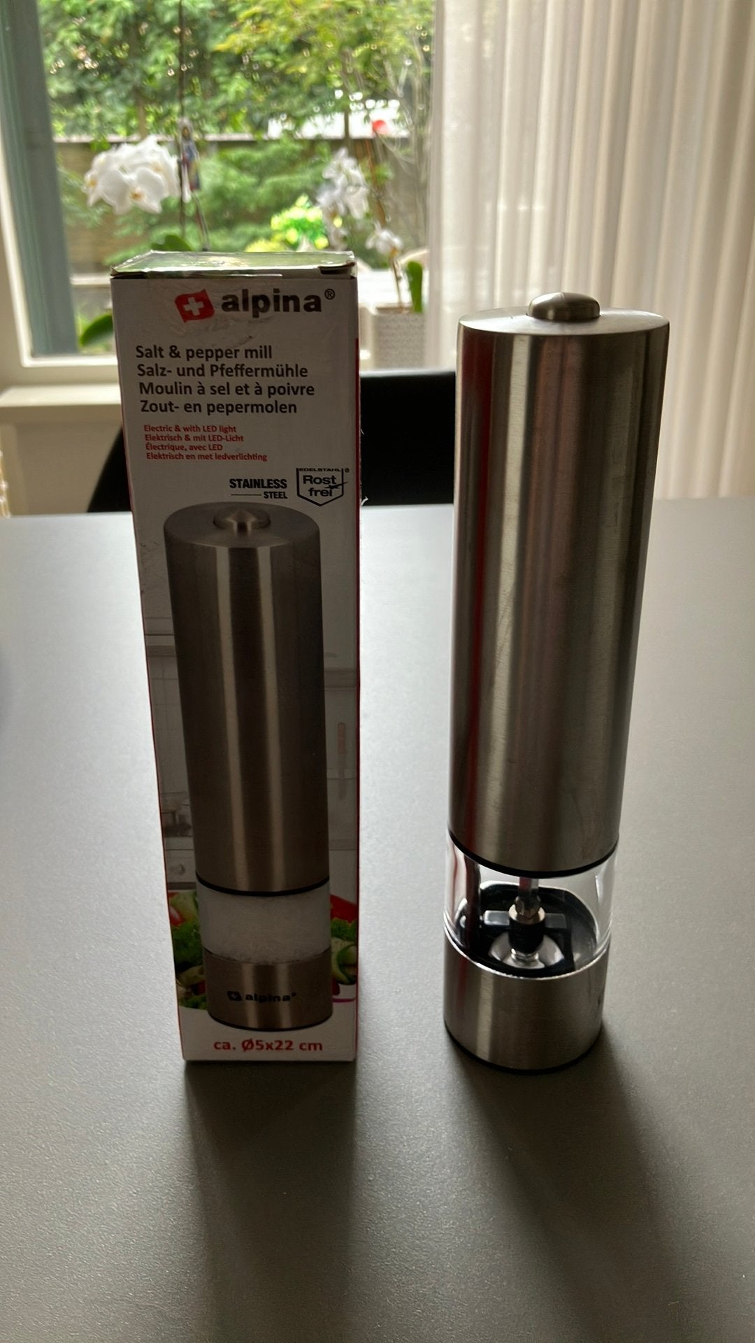 Alpina zout- en pepermolen elektrisch & led licht NIEUW, Ophalen, Overige typen, Overige materialen, Overige merken