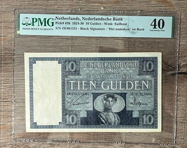 Biljet 10 gulden 1928 Zeeuws Meisje | PMG 40, Postzegels en Munten, Bankbiljetten | Nederland, Ophalen, 10 gulden, Los biljet