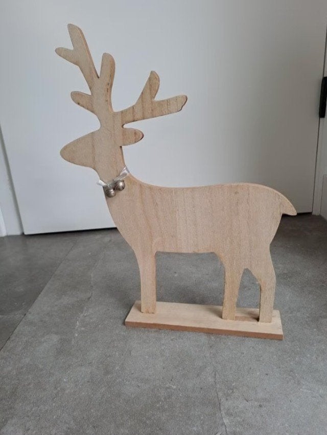 houten hert,houten rendier,kerst,decoratie,houten beeld, Huis en Inrichting, Ophalen of Verzenden, Zo goed als nieuw, Hout