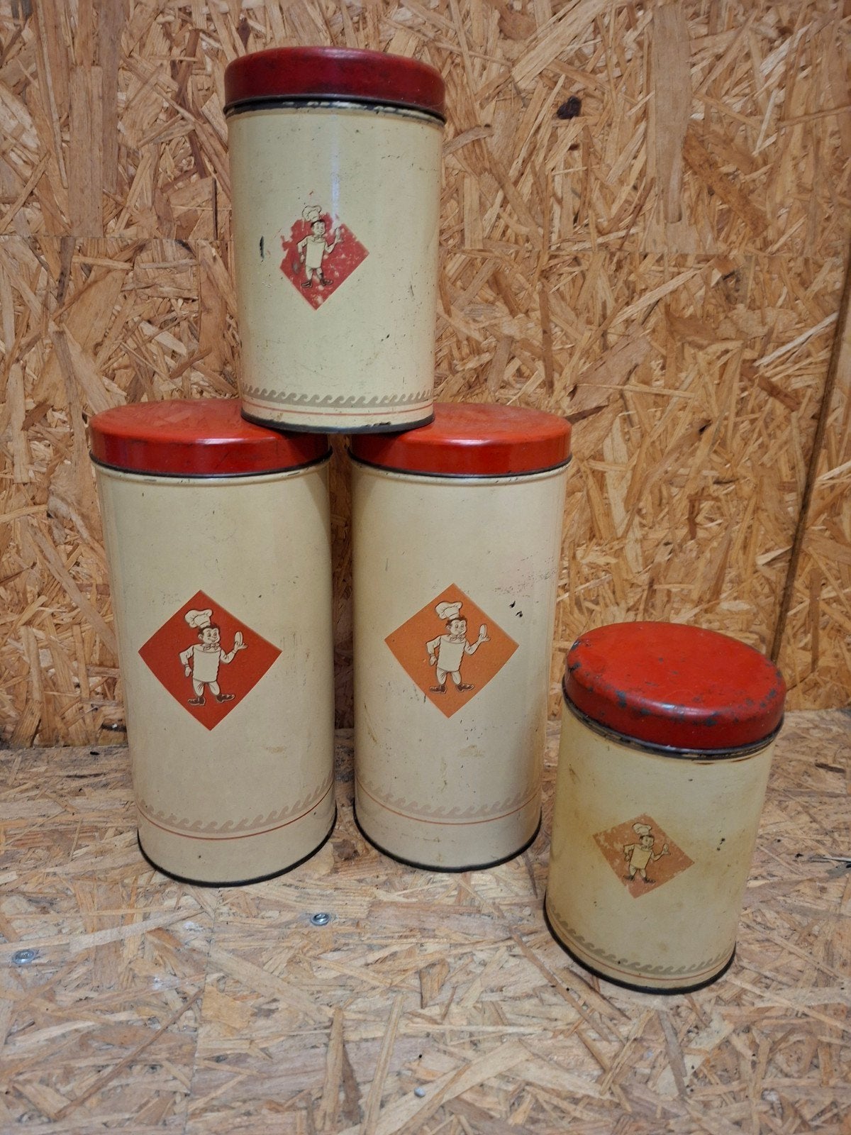 4 vintage blikken Bolletje, Ophalen of Verzenden, Gebruikt, Overige