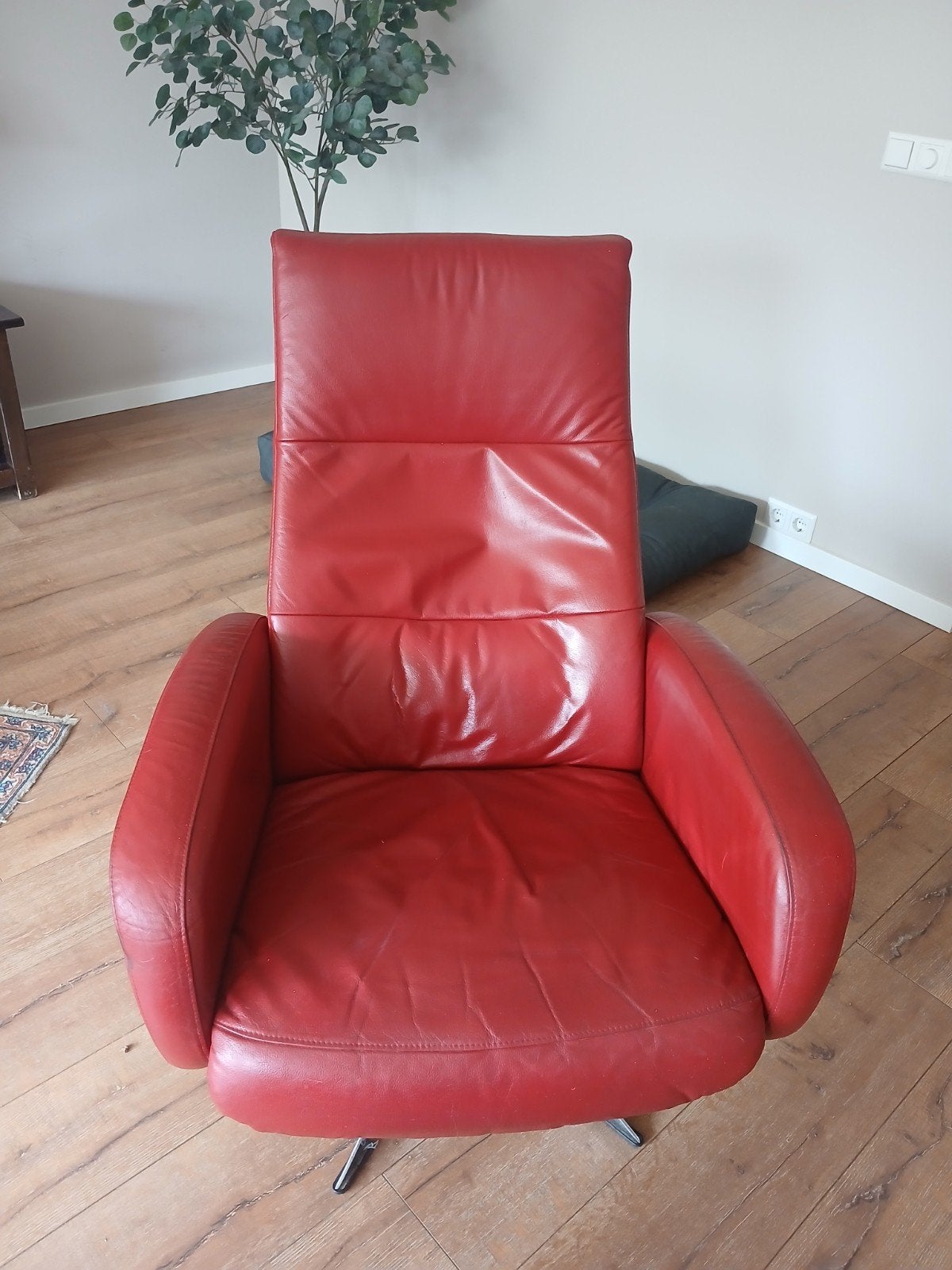 Hjort Knudsen Rode Leren Relaxfauteuil, Ophalen, Gebruikt, Leer, Rood
