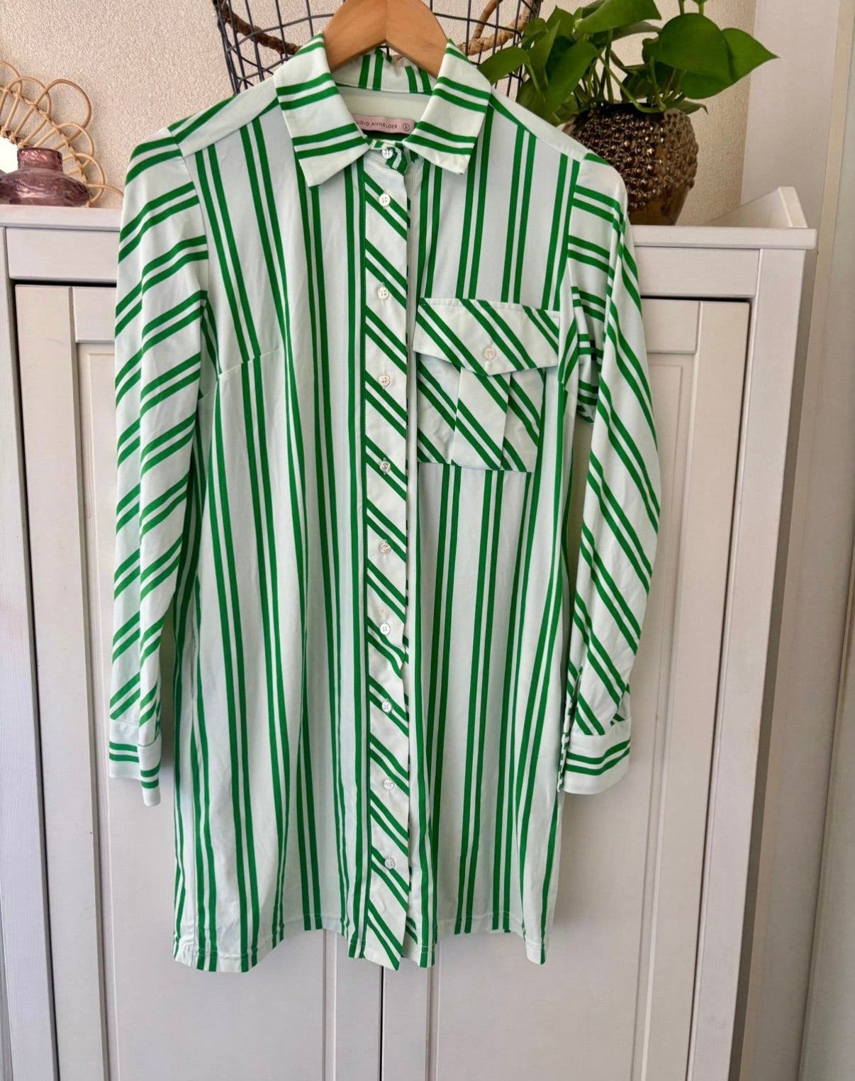 Studio Anneloes travelstof lange blouse maat S, Ophalen of Verzenden, Zo goed als nieuw, Maat 36 (S), Groen