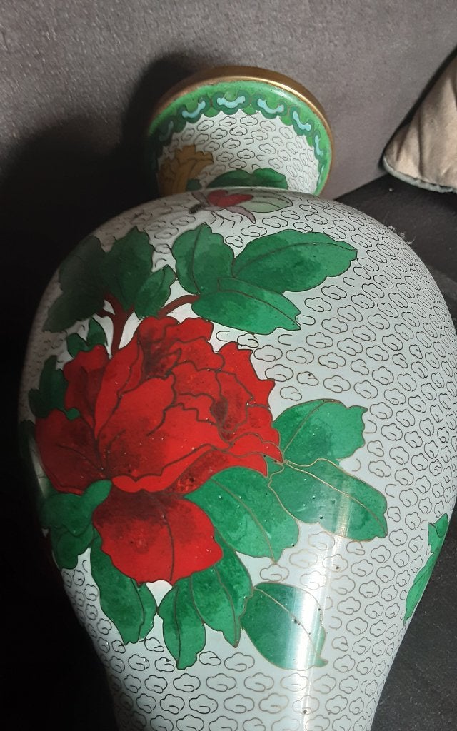 Koper cloisonne vaas, Antiek en Kunst, Ophalen of Verzenden, Koper