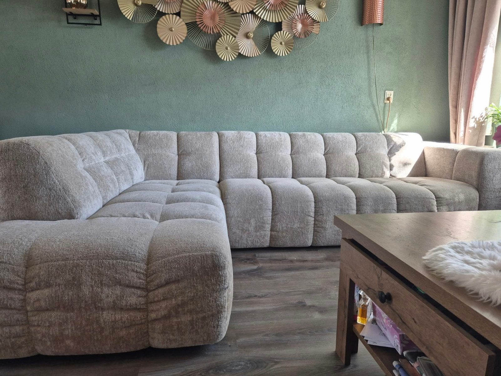 Moderne Hoekbank Teddy Stof, Ophalen, Hoekbank, 300 cm of meer, 75 tot 100 cm