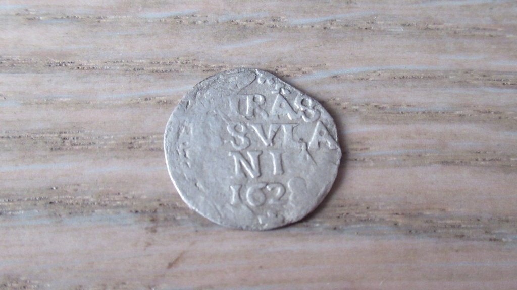 Zilveren provinciale 1 stuiver 1628 Trasisvlania/bodemvondst, Vóór koninkrijk, Zilver, Losse munt, Overige waardes