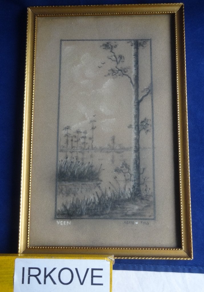 GEMENGDE TECHNIEK * BERK AAN HET WATER * In Lijst *, Antiek en Kunst, Kunst | Schilderijen | Klassiek, Verzenden, Landschap, Klassiek