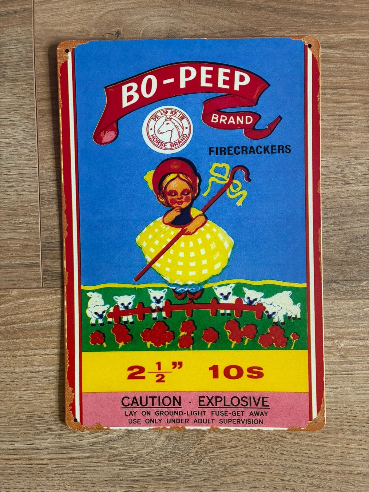 Retro vuurwerk wandplaatje Bo-peep, Verzenden, Nieuw, Versiering