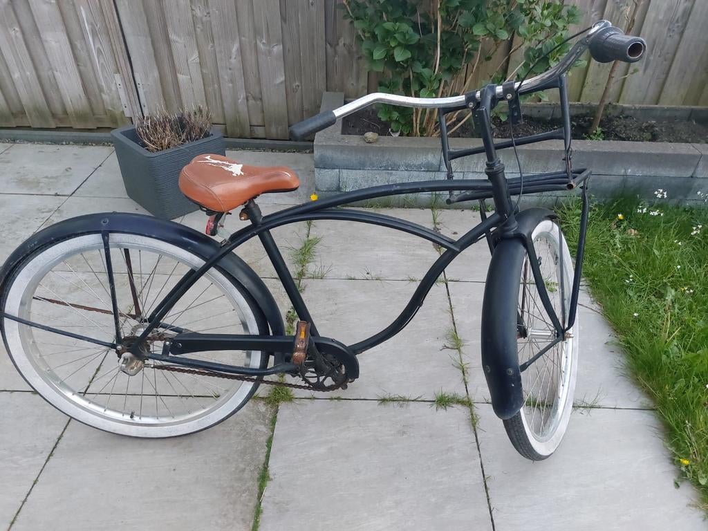 Zwarte 26 inch Cruiser Fiets met Voordrager, Ophalen, Terugtraprem, Gebruikt, Staal