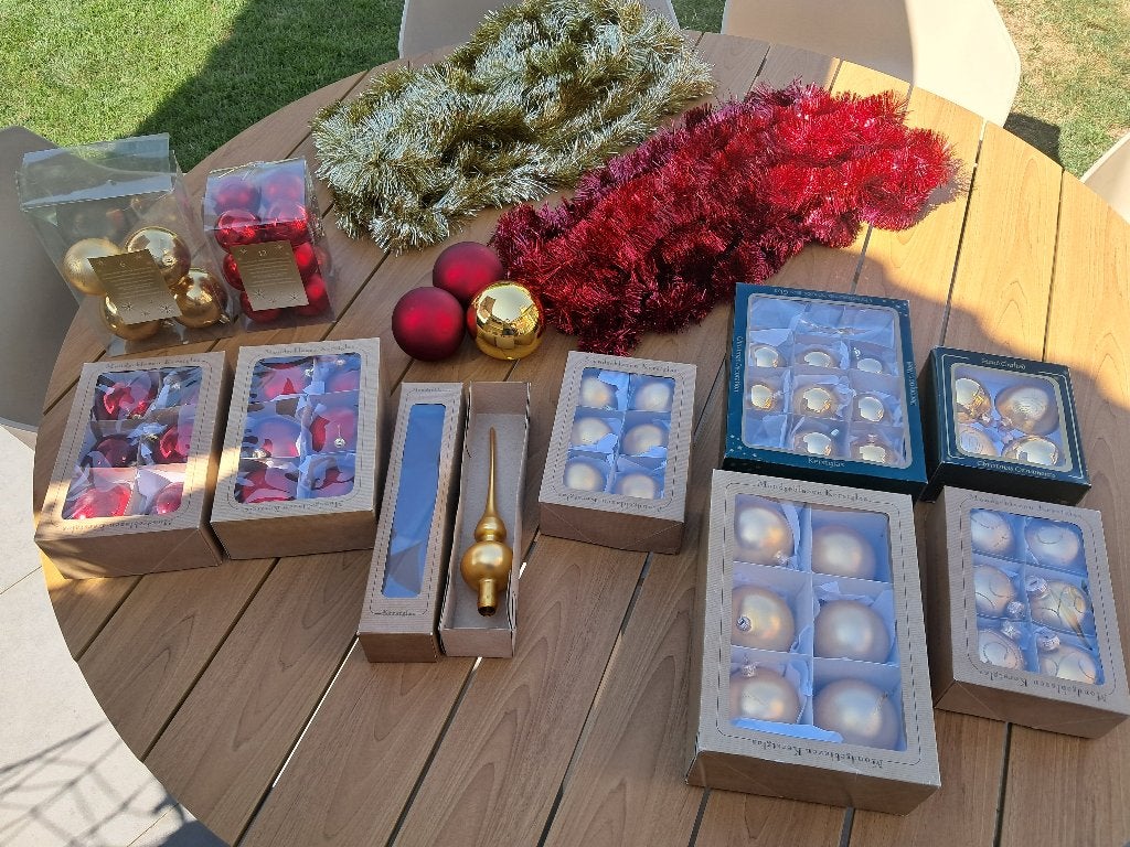 O29 Rode en gouden Kerstballen, Diversen, Kerst, Ophalen, Gebruikt