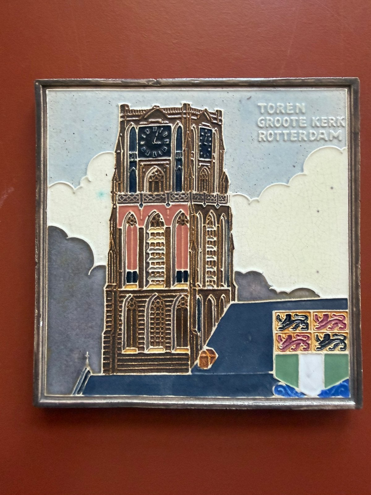Westraven tegel Grote Kerk Rotterdam, Antiek en Kunst, Antiek | Wandborden en Tegels, Ophalen of Verzenden