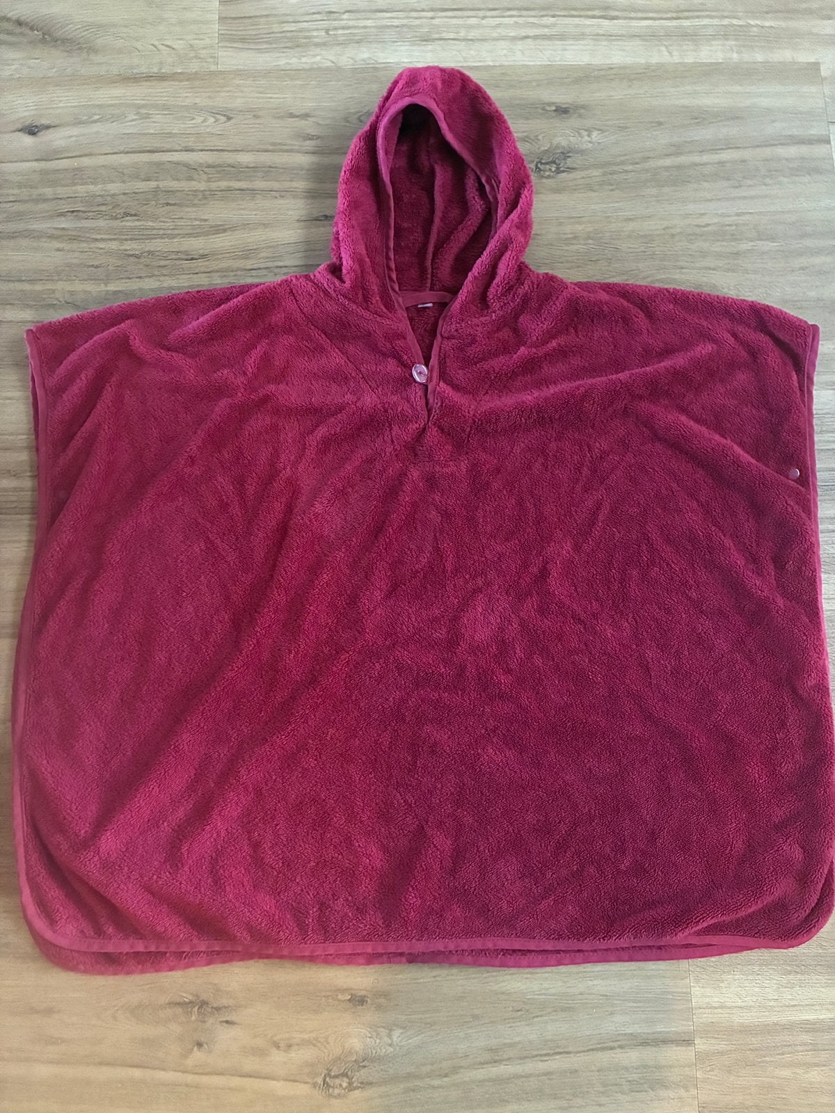 Optidee Optipluche kinder poncho burgundy badcape maat 2, Kinderen en Baby's, Ophalen of Verzenden, Zo goed als nieuw, Jongen of Meisje