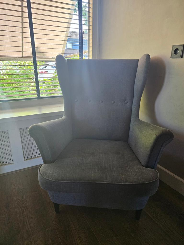 IKEA Strandmon Fauteuil - Donkergrijs, Gebruikt, 75 tot 100 cm, Ophalen of Verzenden, 75 tot 100 cm