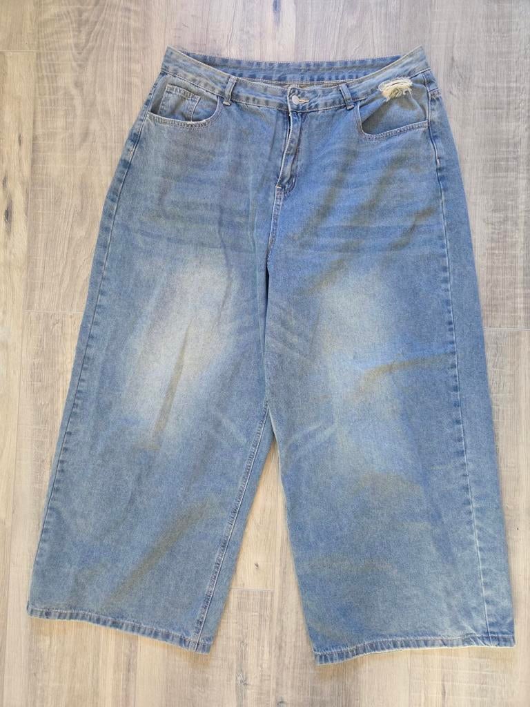Trendy lichtblauwe wide leg jeans maat 44 zgan, Blauw, Overige jeansmaten, Ophalen of Verzenden, Onbekend