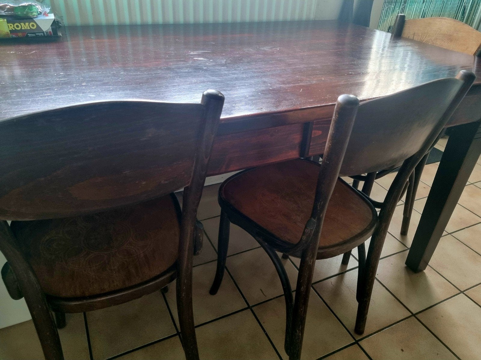Tafel 180x87cm en 4 stoelen., Huis en Inrichting, Ophalen, Gebruikt, Vintage, 4 tot 6 stoelen