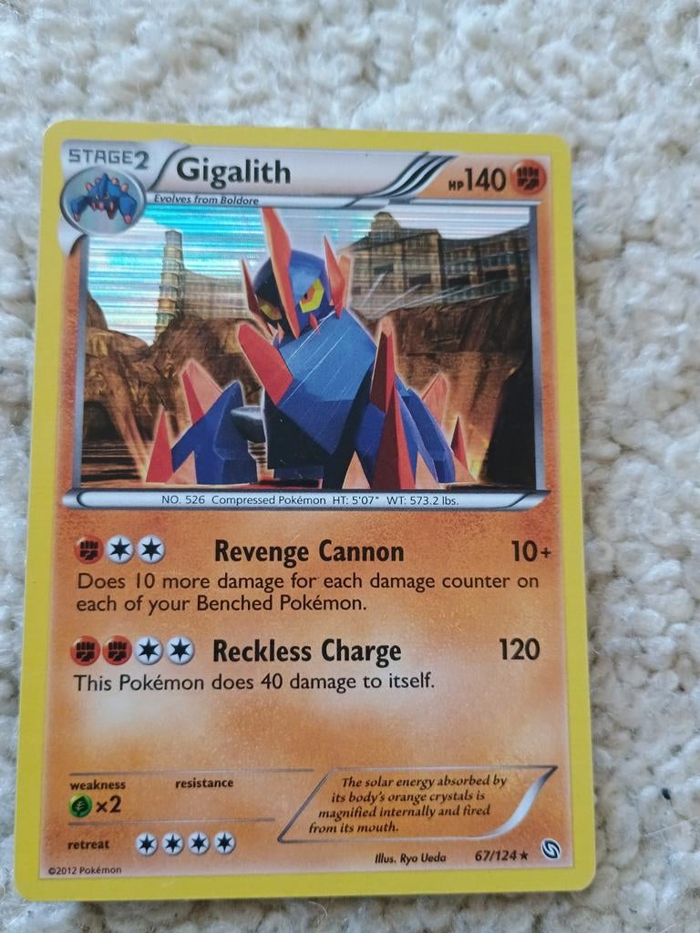 Gigalith holo rare 67/124, Ophalen of Verzenden, Zo goed als nieuw, Losse kaart, Foil