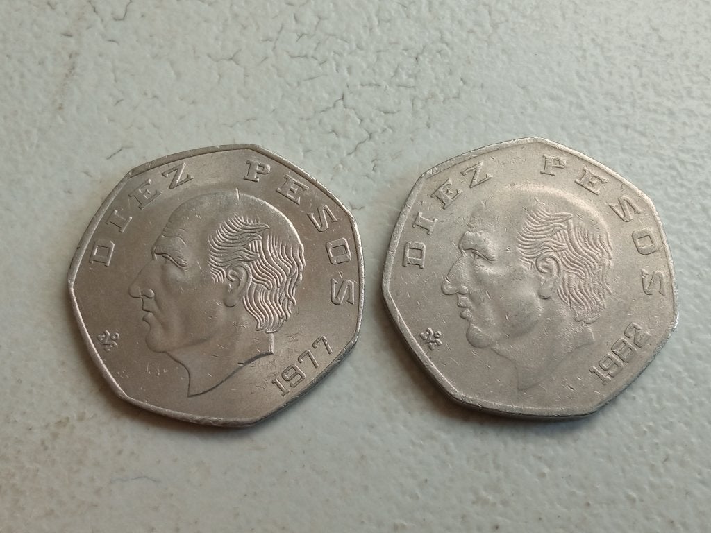 Mexico 2 x 10 pesos., Postzegels en Munten, Munten | Amerika, Ophalen of Verzenden, Midden-Amerika, Setje