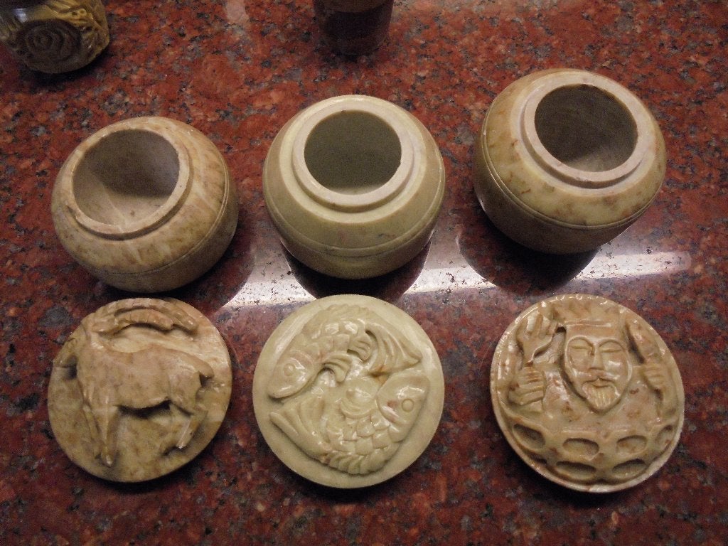 verzameling marmeren potjes enz, Ophalen of Verzenden