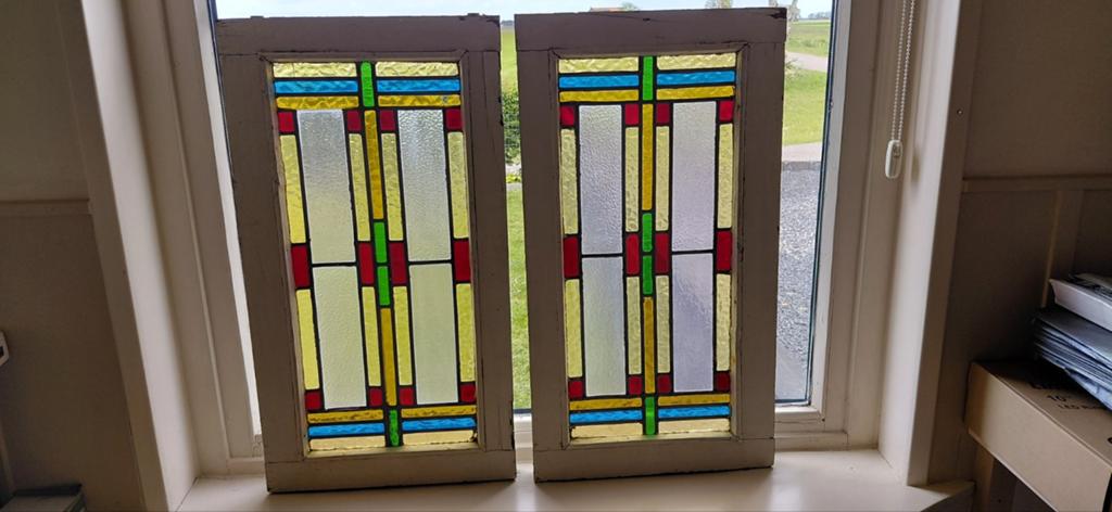 Decoratieve glas-in-lood ramen met kleine beschadiging, Doe-het-zelf en Verbouw, Glas en Ramen, Ophalen, Gebruikt, Minder dan 80 cm