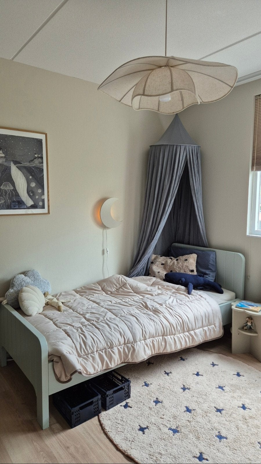 Eenpersoons bed Bibelotte lichtblauw, Ophalen, Zo goed als nieuw, Eenpersoons