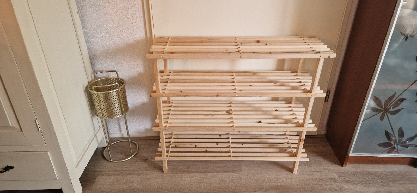 schoenenrek blank hout 4 verdiepingen 78B-65H-28D, Ophalen of Verzenden, Nieuw