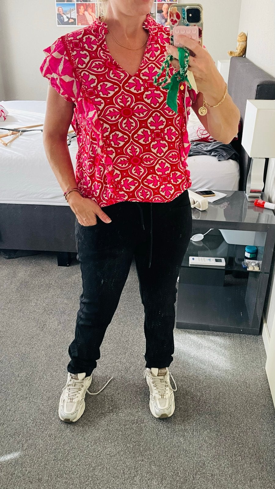 Shoeby top met print en ruches - Maat M, Kleding | Dames, Maat 38/40 (M), Ophalen of Verzenden, Zo goed als nieuw, Korte mouw
