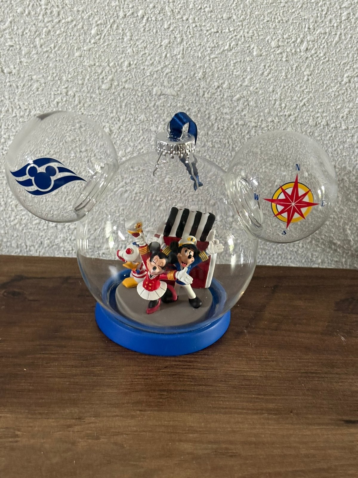 Disney cruise line icon mickey en minnie glas ornament., Verzamelen, Ophalen of Verzenden, Mickey Mouse, Zo goed als nieuw, Beeldje of Figuurtje