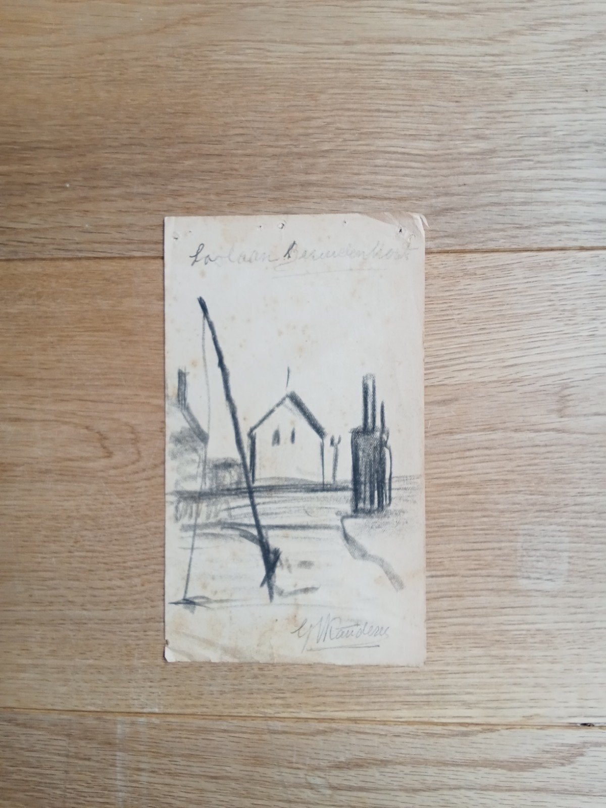 Aquarel van houtskool van Jos Manders, Antiek en Kunst, Kunst | Schilderijen | Klassiek, Ophalen of Verzenden