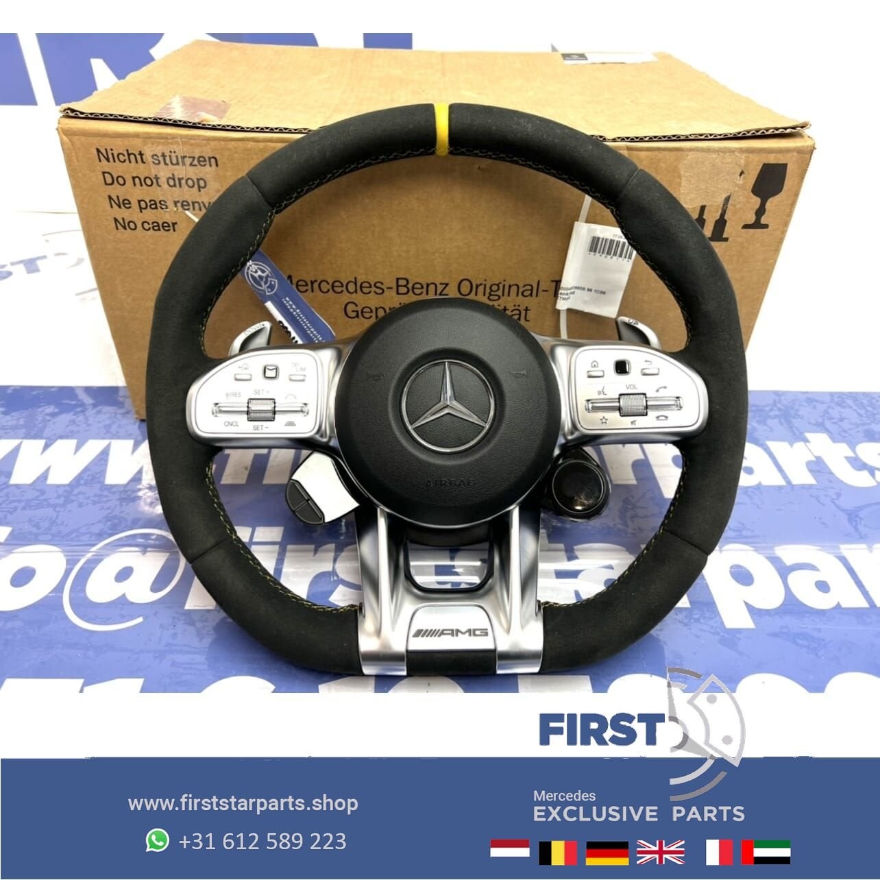AMG STUUR 2021 ALCANTARA A45 CLA35 C63 CLS63 E63 G G63 GLC63, Gebruikt, -, Ophalen of Verzenden, -