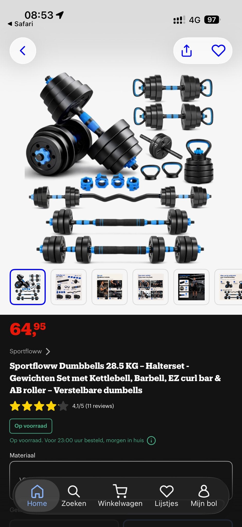 Nieuwe Dumbbell set - Verstelbare halters, Sport en Fitness, Ophalen of Verzenden, Nieuw, Armen, Dumbbell