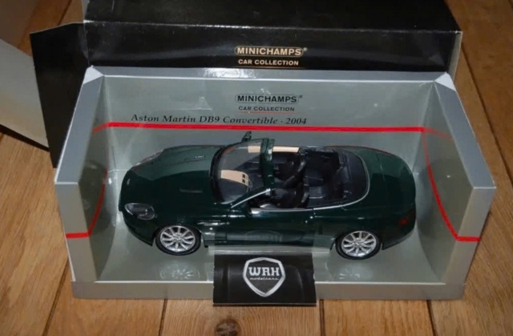 1:18 ASTON MARTIN DB9 CABRIOLET green Minichamps in doos WRH, Verzenden, Zo goed als nieuw, Auto, MiniChamps