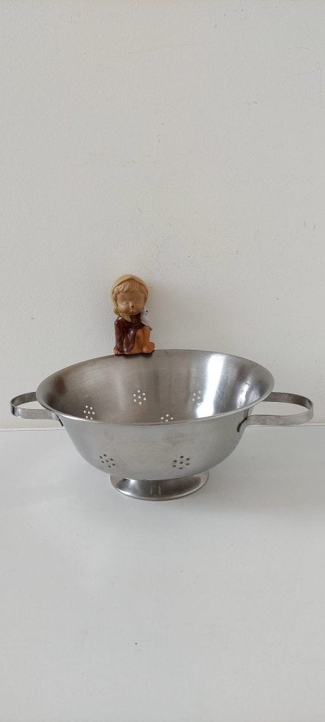 Klassiek Inox Vergiet met Platte Handvaten – Retro Keuken, Eu, Eu, Zilver, Ophalen of Verzenden