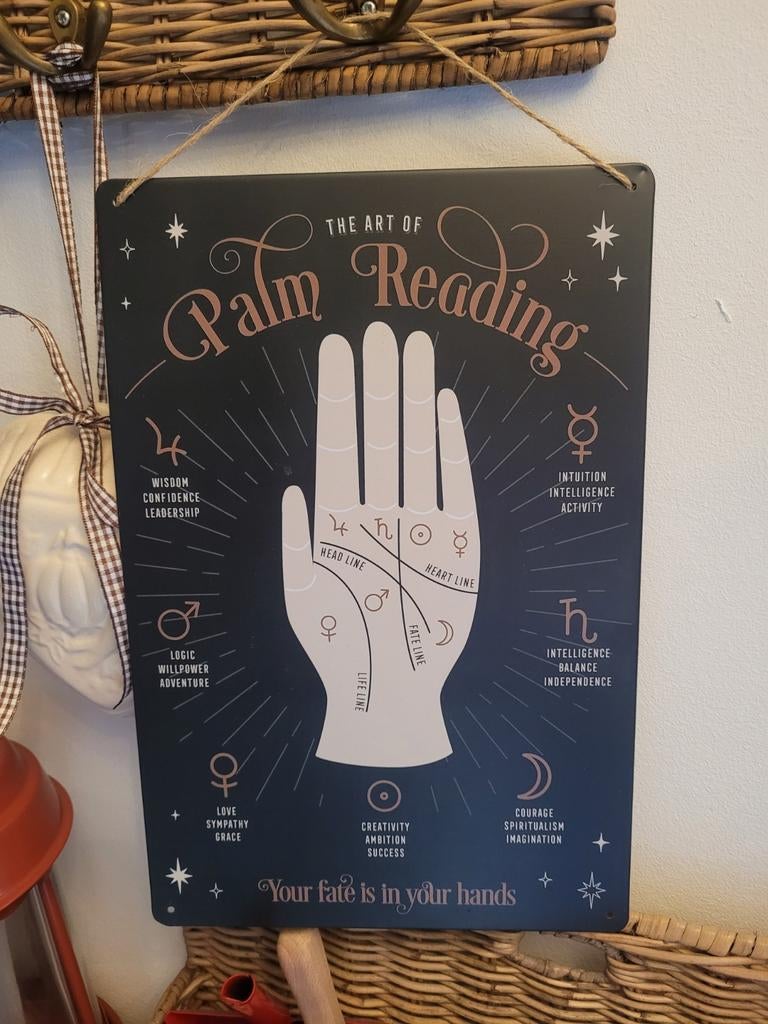 Metalen bord palm reading (wicca), Ophalen of Verzenden, Nieuw, Metaal