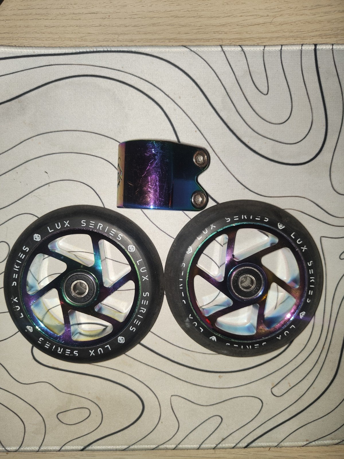 Striker Lux Wielen & Essence V2 Clamp Stuntstep Onderdelen, Ophalen, Gebruikt, Overige typen, Striker