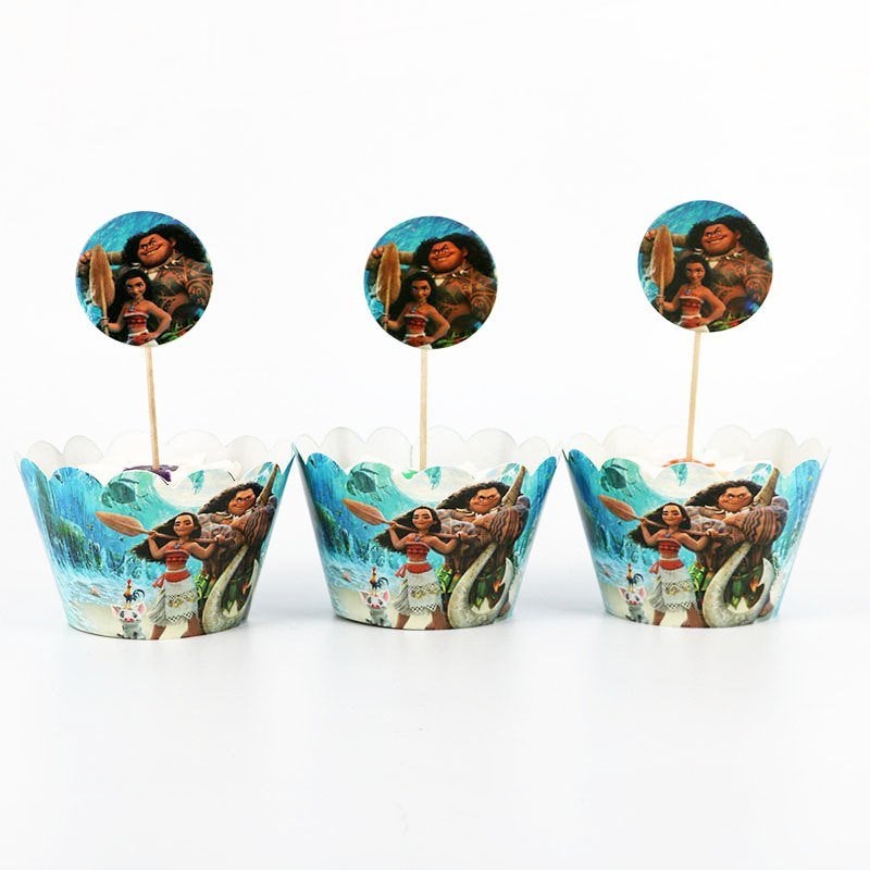 Erg leuke MOANA Cupcakehouders & toppers pak/24 st € 7,95, Verzenden, Nieuw, Cupcakes, Versiering
