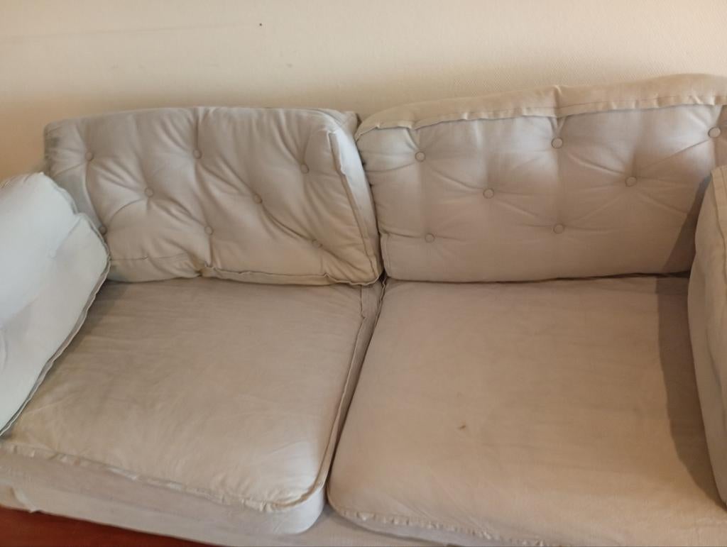 Tweezitsbank beige, Ophalen, Tweepersoons, 75 tot 100 cm, Zo goed als nieuw