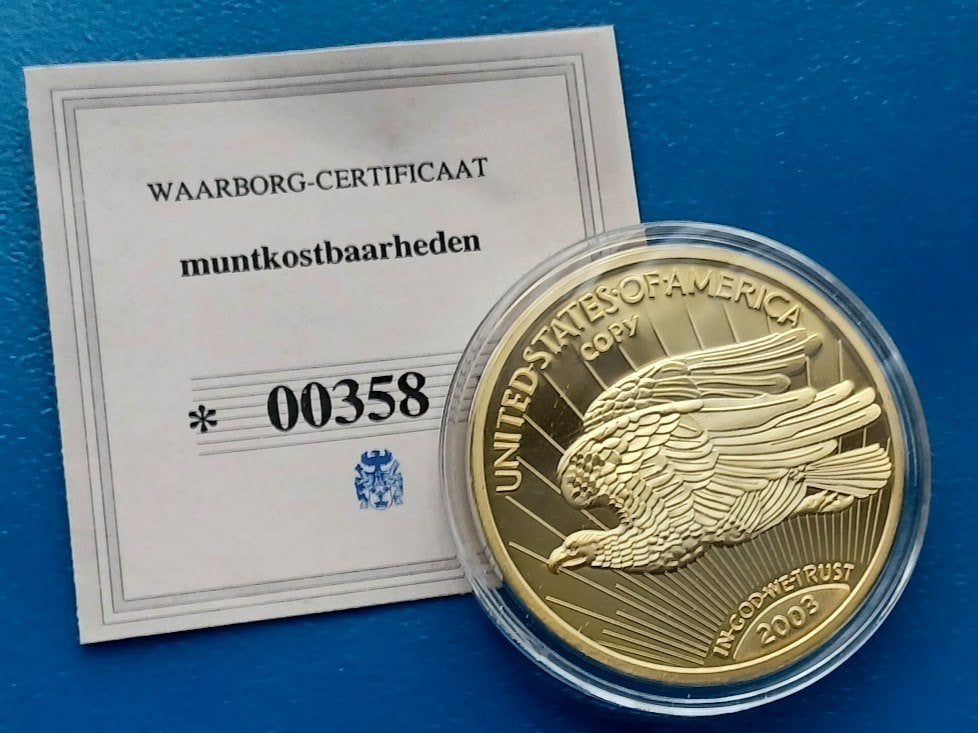 U.S.A. Replica Gold Eagle van 1933, Postzegels en Munten, Penningen en Medailles, Verzenden, Overige materialen, Buitenland