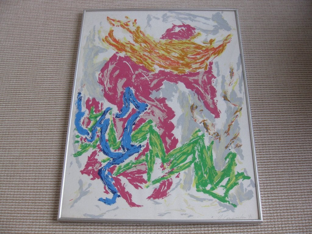 Jan Commandeur. "Kleurrijke compositie"". Kleurenlitho., Gesigneerd, Ophalen, Lithografie