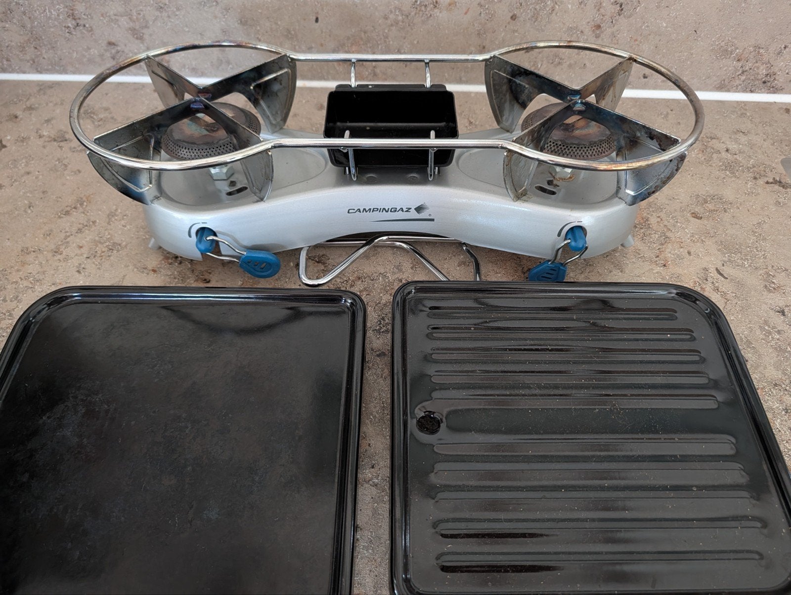 Campingaz DUO GRILL CV met transporttas en platen, Ophalen of Verzenden, Zo goed als nieuw